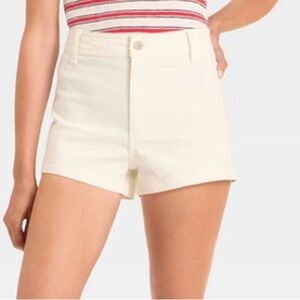 white sailor shorts SZ14 high rise fitted hip slim leg beach coastal denim short